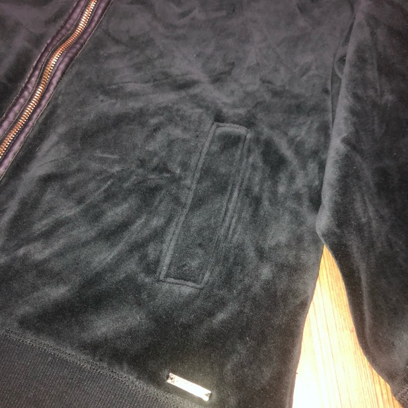 Calvin Klein full zip high neck jacket black velour cozy pockets Sz L - Picture 5 of 13